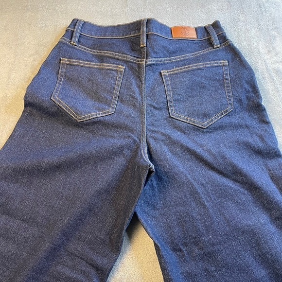 Lands End Women High Rise Wide Leg Trouser Jean Dark Indigo Blue Size 10 Stretch - Picture 14 of 16